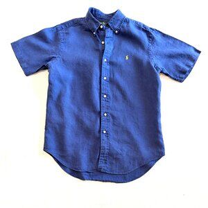 Ralph Lauren linen shirt Medium royal blue short sleeves